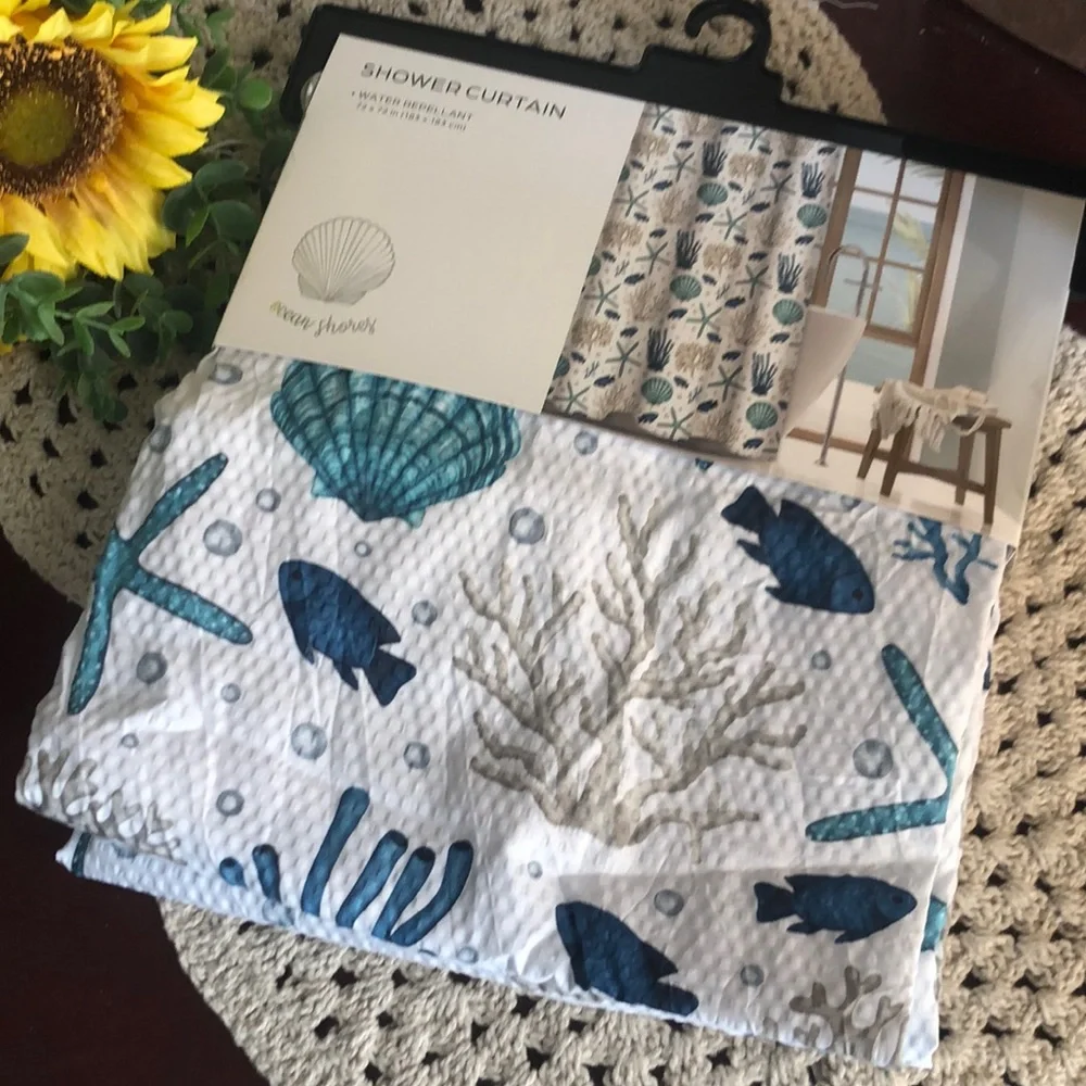 Coastal Ocean-Themed Water Repellant Shower Curtain